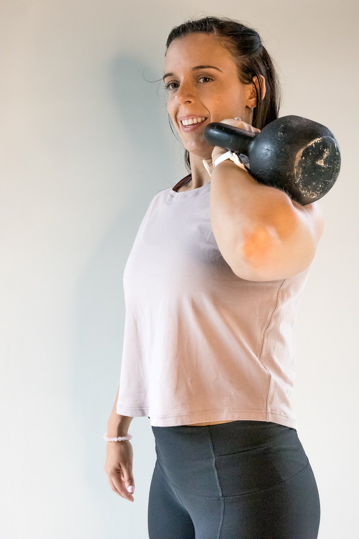 Lou Sutherland with a kettlebell